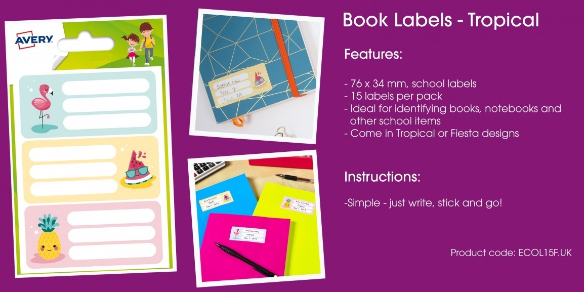 Book Labels-Tropical wide