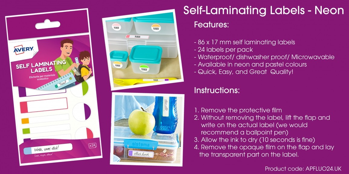 Self laminating labels neon