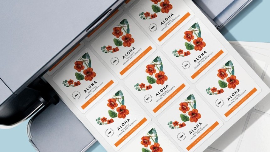 Candle label sheet in the printer