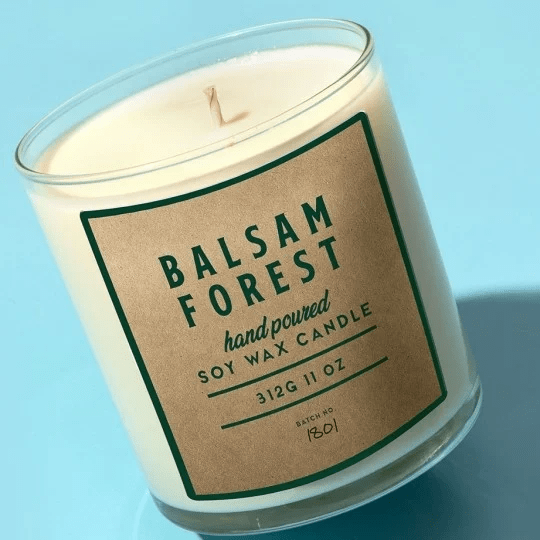 Eco-friendly label on a candle