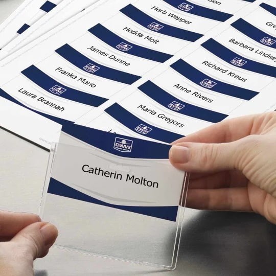 Arch of printed business cards for desk