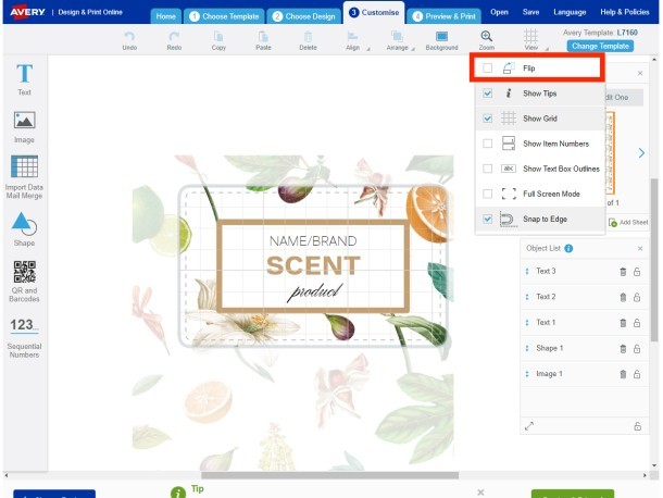 3. Flip your label's orientation