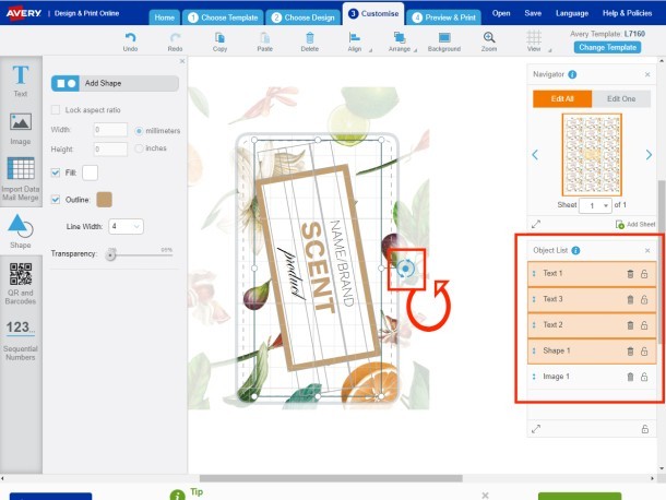 4. Rotate your Design's Objects