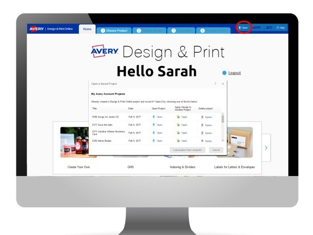 5. Opening a previously saved design