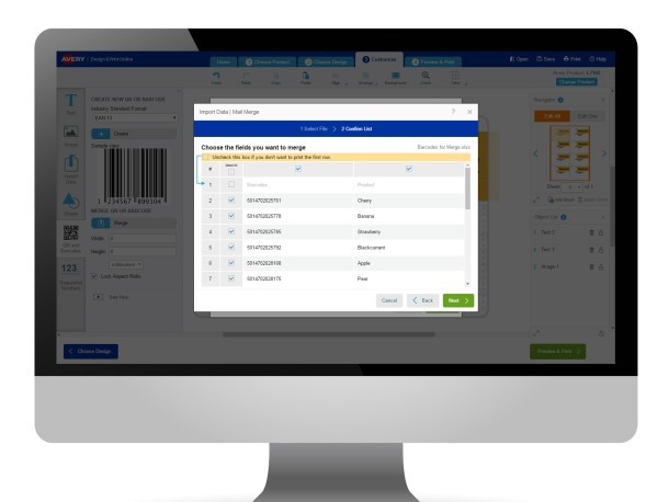 Create barcodes using our Merge Feature