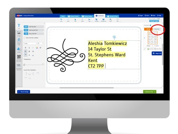 7. Complete the merge and format your labels
