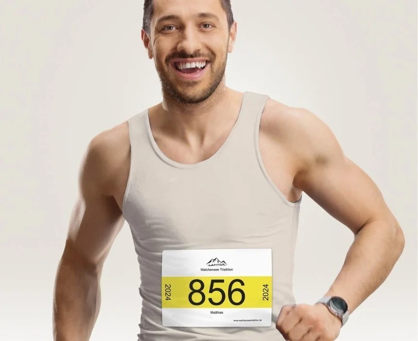 Sports sticker with number on athlete's shirt