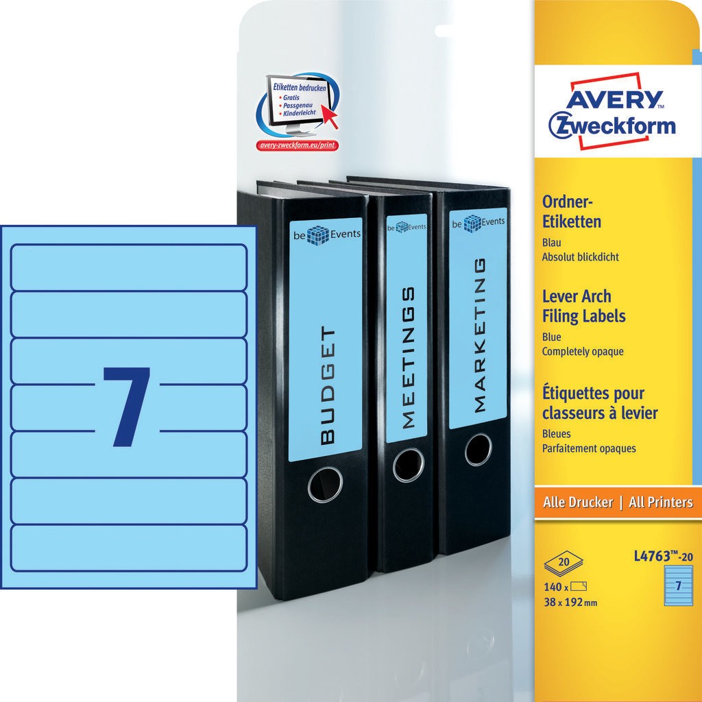 Lever Arch Filing Labels | L4763-20 | Avery