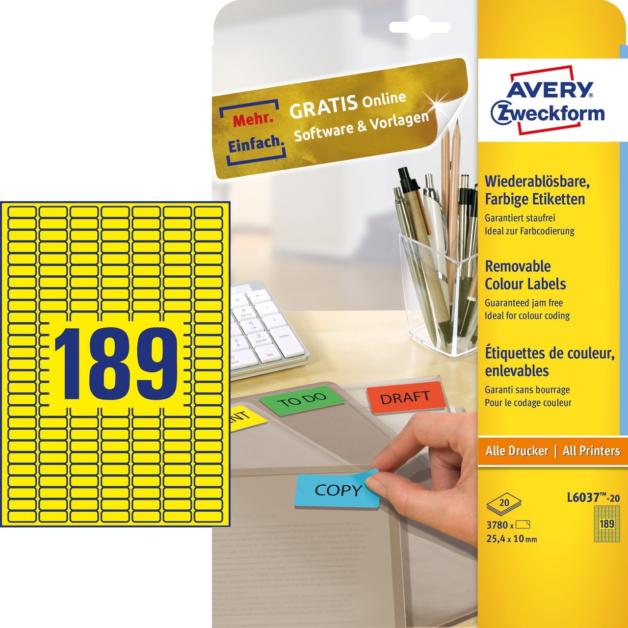 Coloured labels | L6037-20 | Avery
