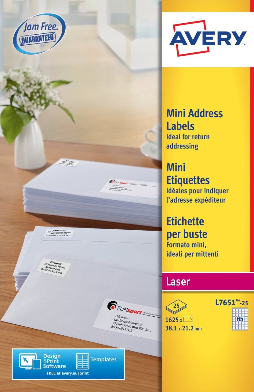 Jamfree address labels template
