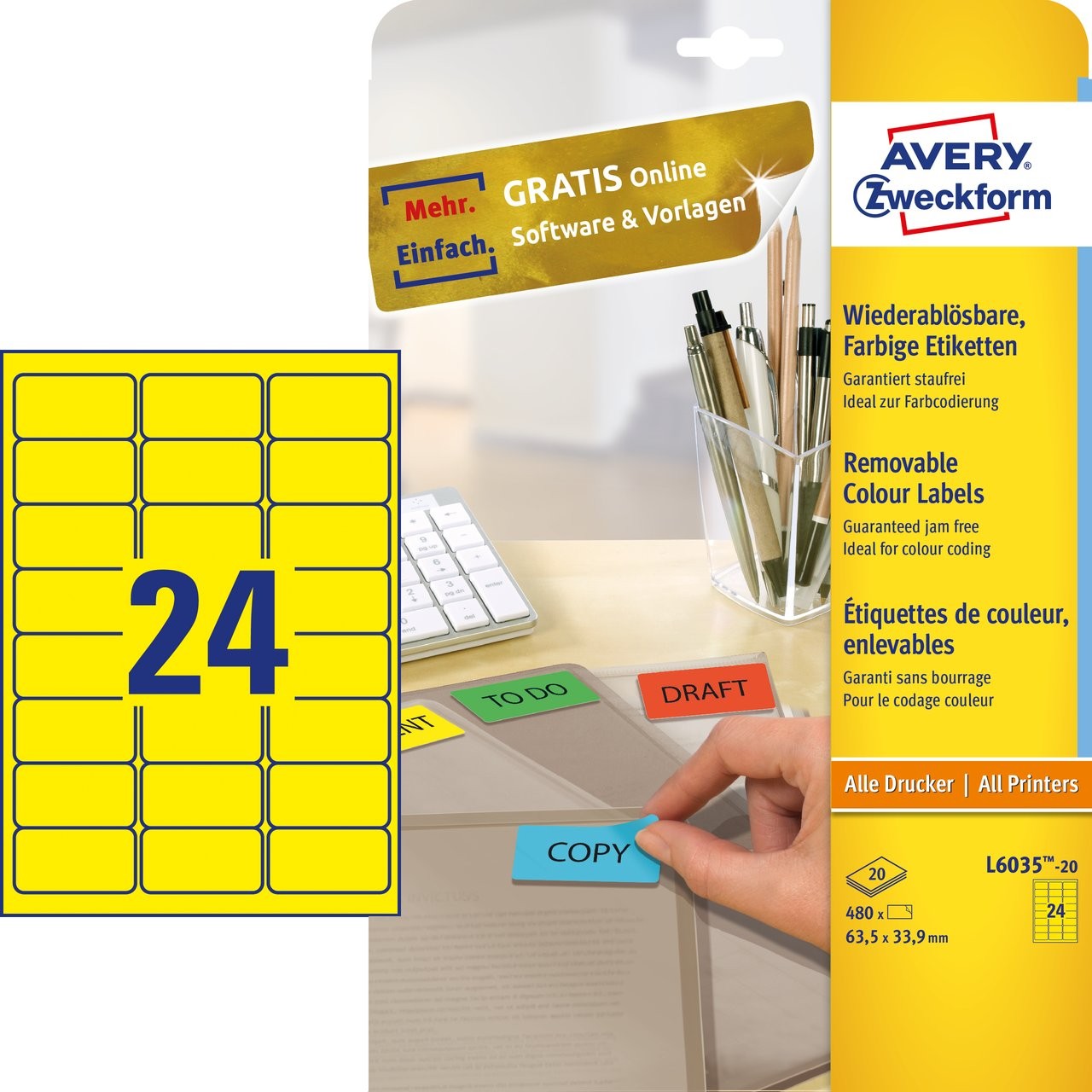 Coloured labels | L6035-20 | Avery