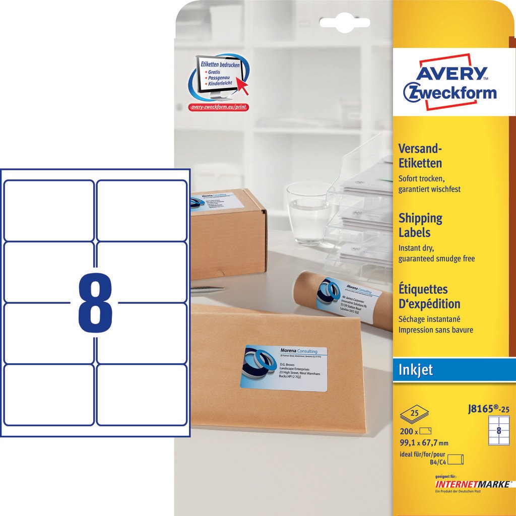 Avery address labels j8163