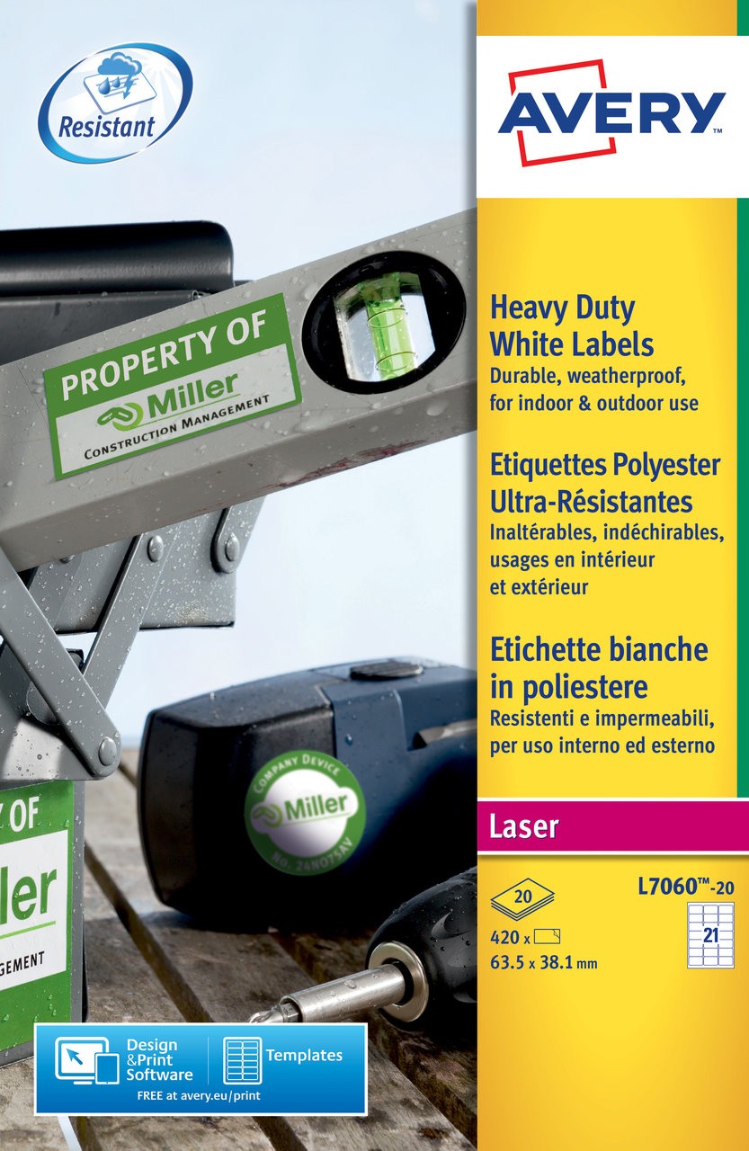 Heavy Duty Labels L7060 20 Avery