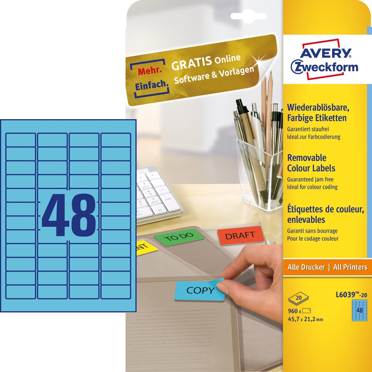 Coloured labels | L6039-20 | Avery