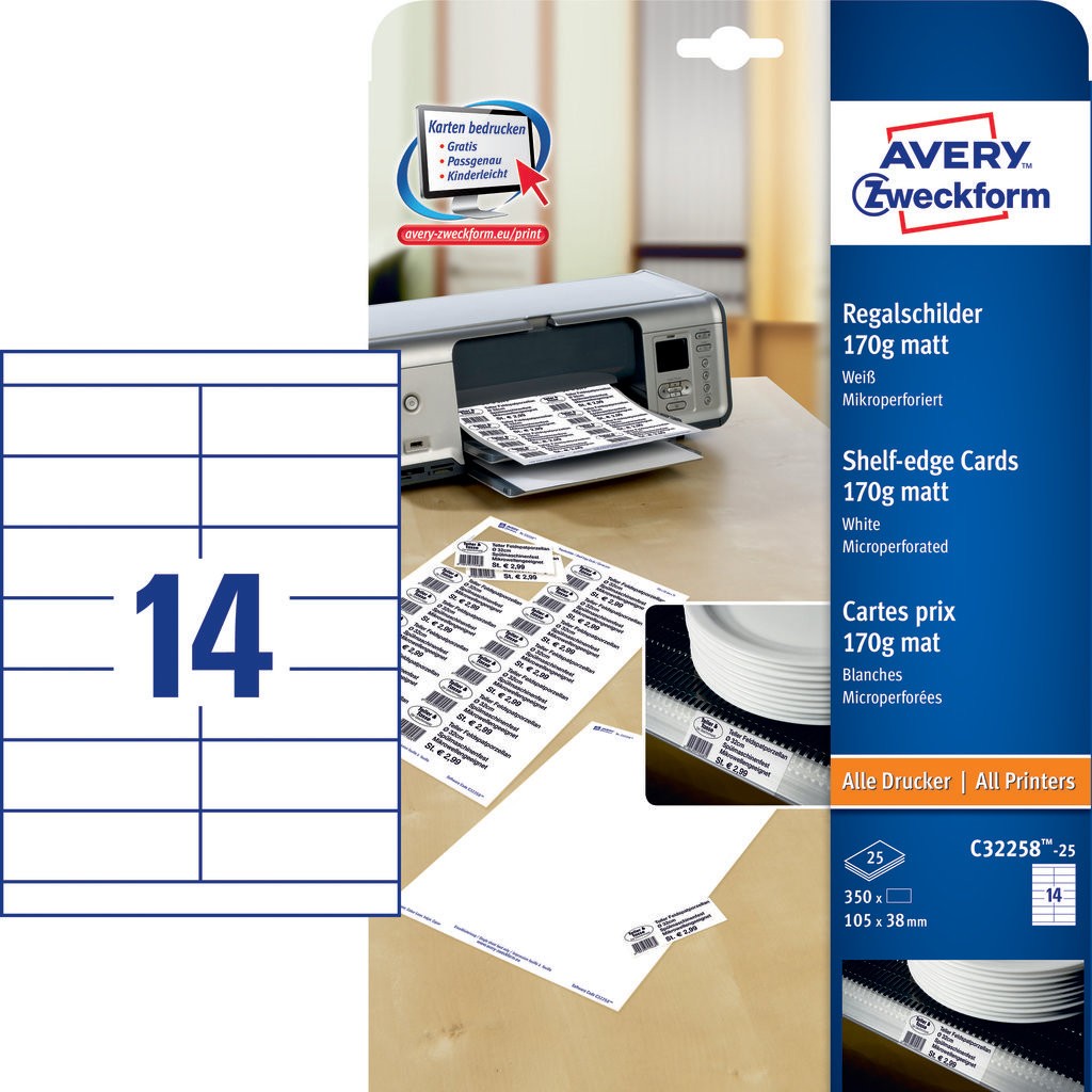 Shelf labels | C32258-25 | Avery