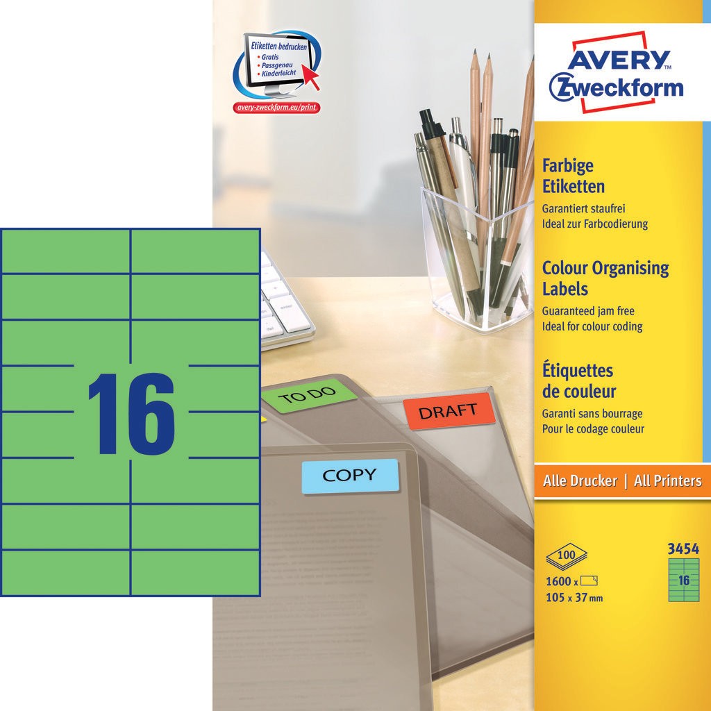 Coloured labels | 3454 | Avery