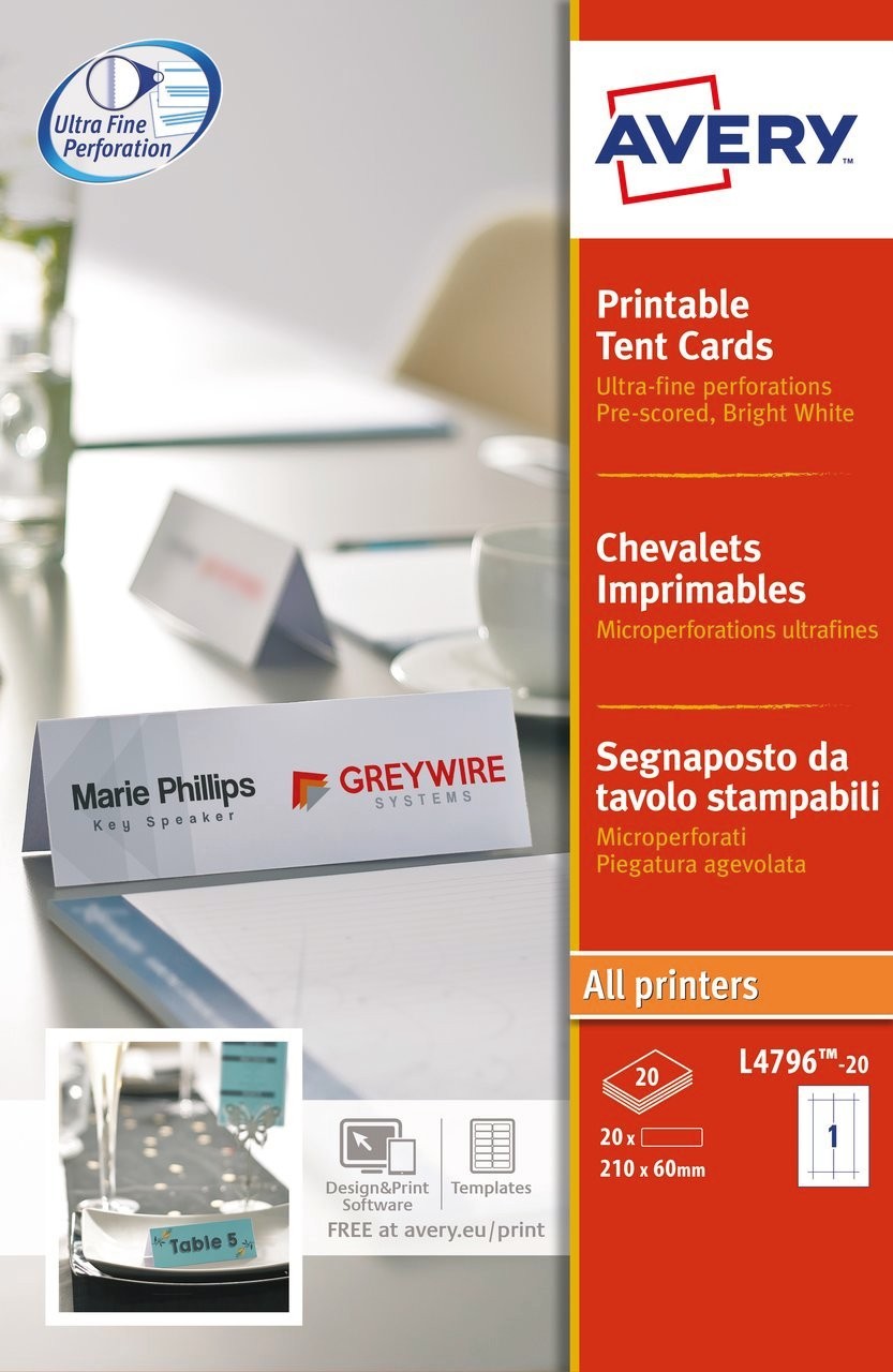 Tent Cards | L4796-20 | Avery