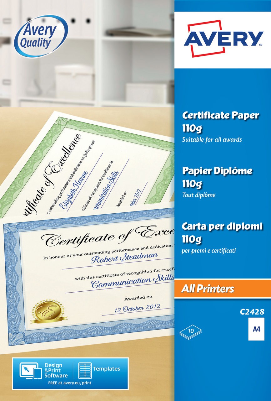 Certificate Paper C2428 Avery