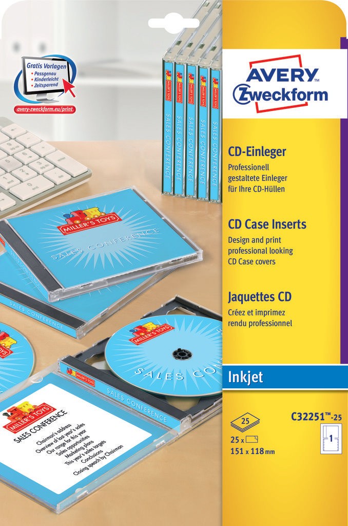 cd cover and inserts c32251 25 avery