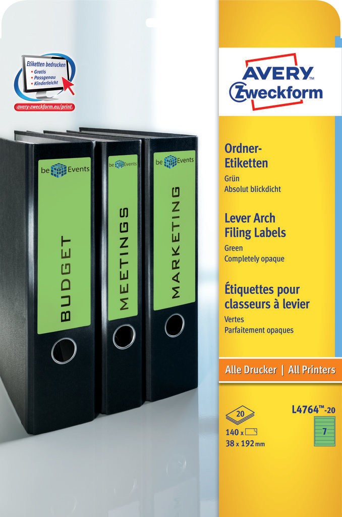 Lever Arch Filing Labels | L4764-20 | Avery