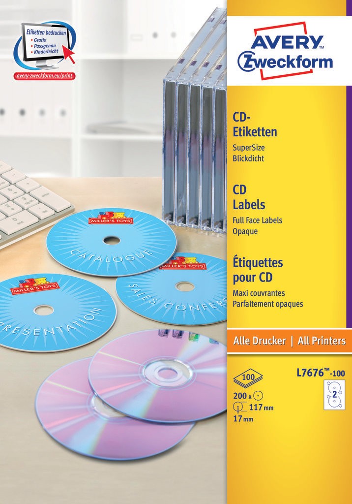 CD Labels SuperSize | L7676-100 | Avery