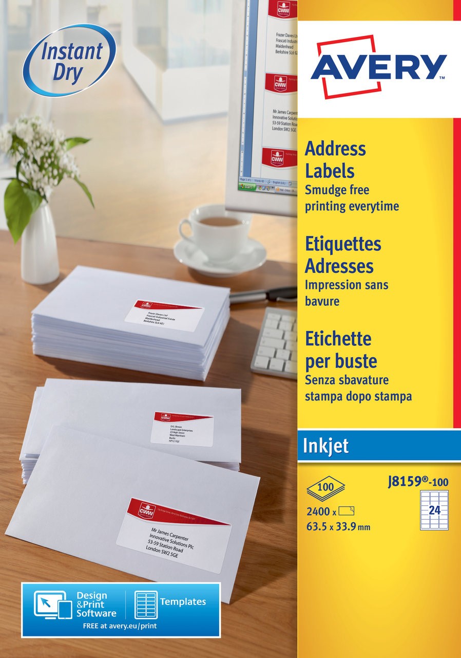 Address labels 24 per sheet