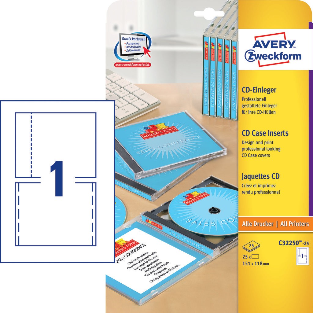 cd cover and inserts c32250 25 avery