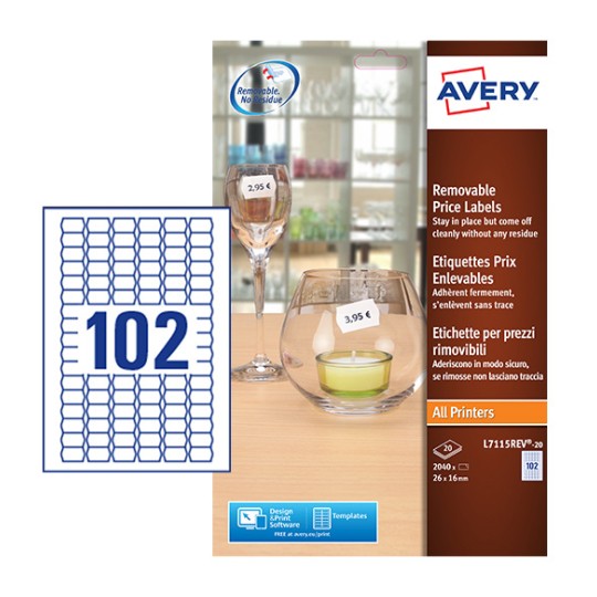 Avery L7115REV-20 Self-Adhesive Removable Price/Pricing ...