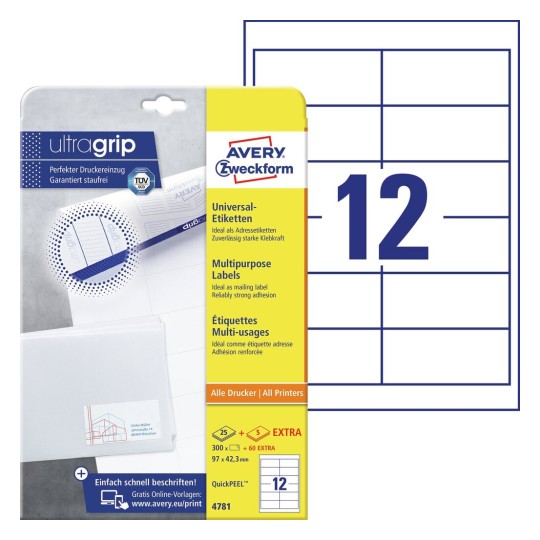 Multipurpose General Use Labels 4781 Avery Avery is the leading global manufacturer of printable labels and cards for the home and office, along with a range of office accessories and paper trimmers. multipurpose general use labels 4781