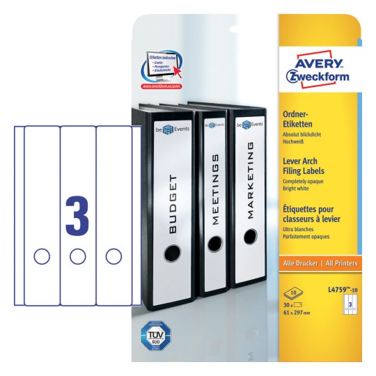 Durable ordofix lever arch labels