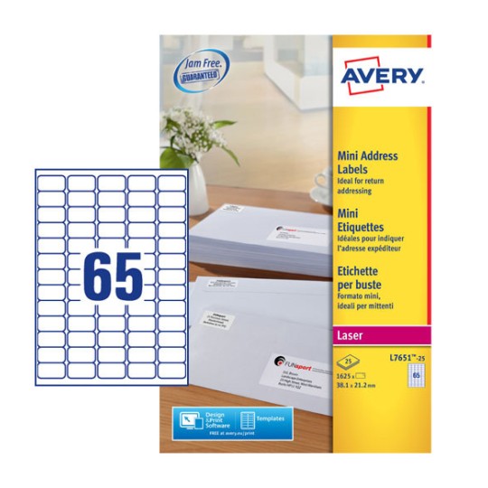 Avery mini laser labels l7651