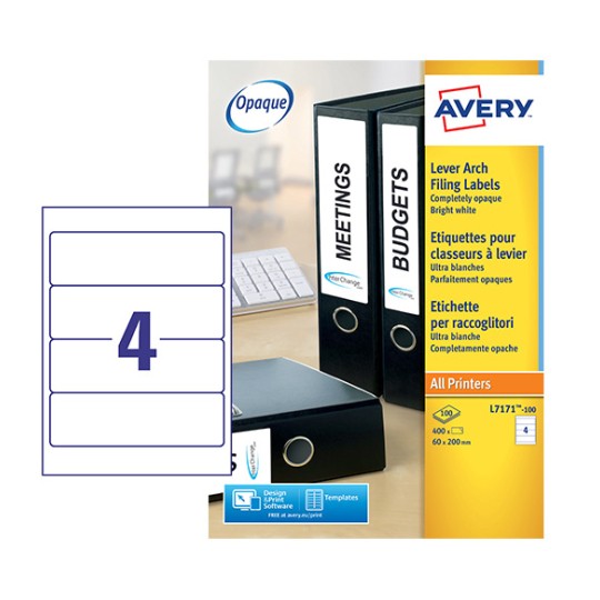 Avery 4 labels per page code