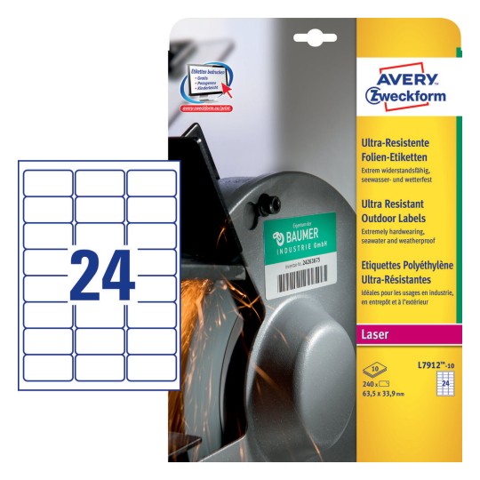 Highly Adhesive Paper Labels | L7874-20 | Avery