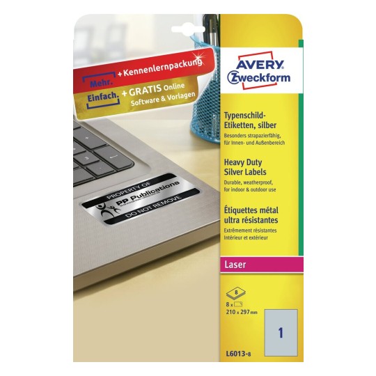 Avery silver heavy duty labels
