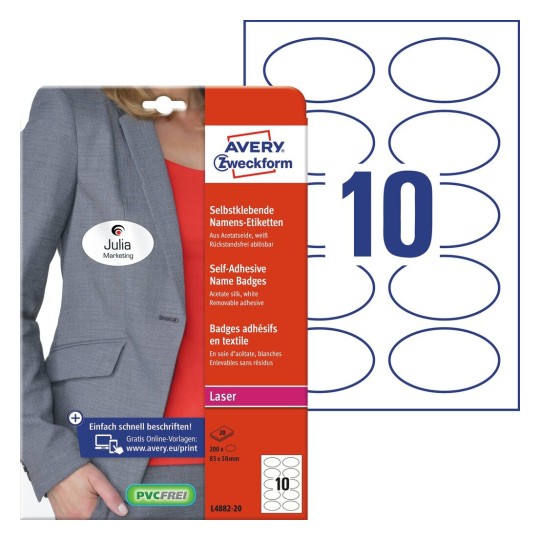 Self-adhesive oval name badges | L4882-20 | Avery