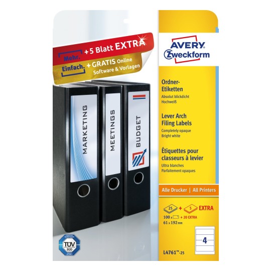 Lever Arch Filing Labels | L4761-25 | Avery