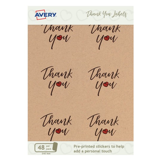 1.5 Kraft Round Thank You stickers in dispenser box