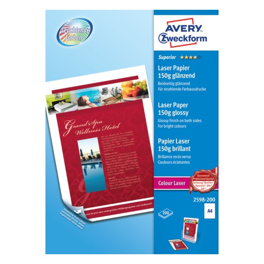 Avery Zweckform 1798-200 Classic Colour Laser Paper High-Gloss A4 150 g 200 Sheets