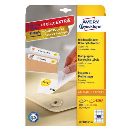 35,6 x 16,9 mm, AVERY Zweckform AVERY Zweckform etiquettes multi-usages